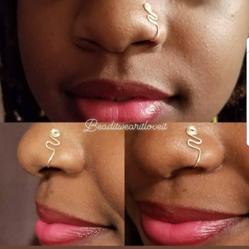 Indian Nose Ring, Gold Nose Cuff No Piercing #7